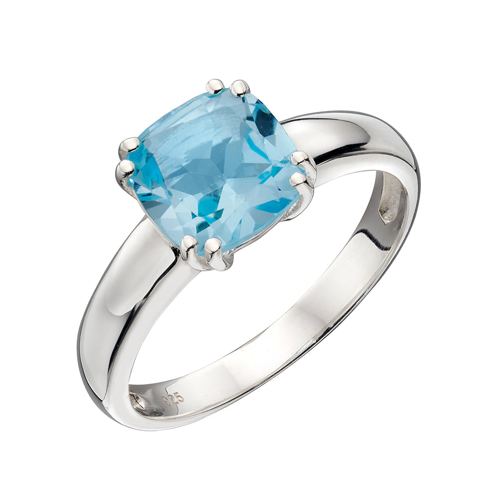 Sterling Silver Blue Topaz Set Ring