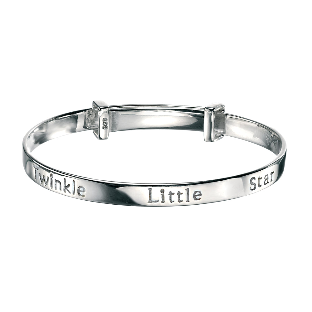 Sterling Silver Diamond Set Star Bangle