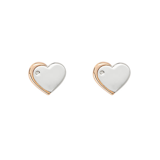 Sterling Silver Diamond Set Heart Earrings