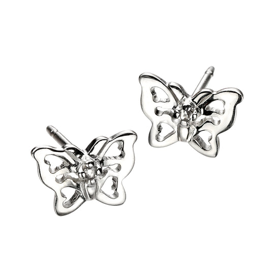 Sterling Silver Diamond Set Butterfly Earrings