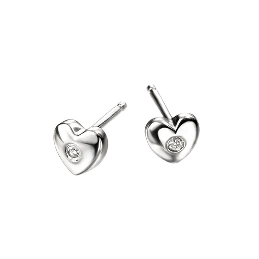 Sterling Silver Diamond Set Heart Earrings