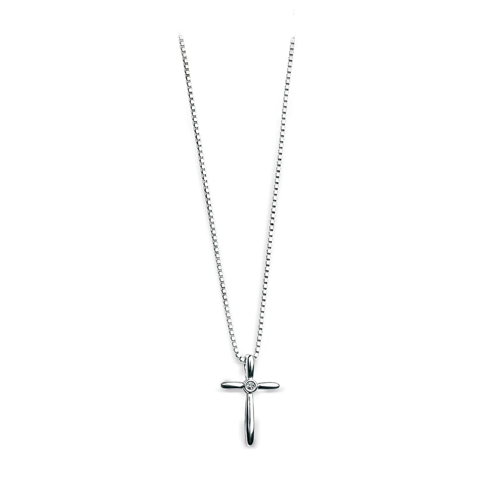 Sterling Silver Diamond Set Cross Pendant