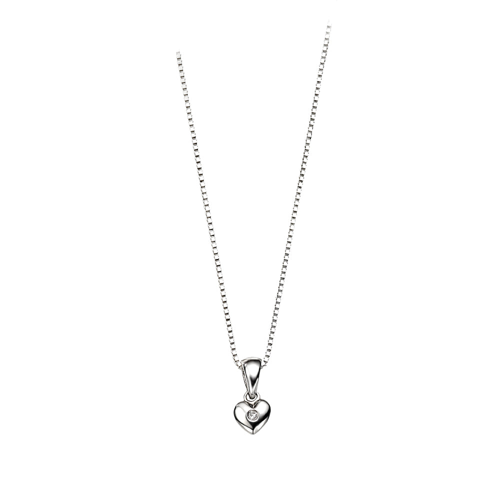 Sterling Silver Diamond Set Heart Pendant