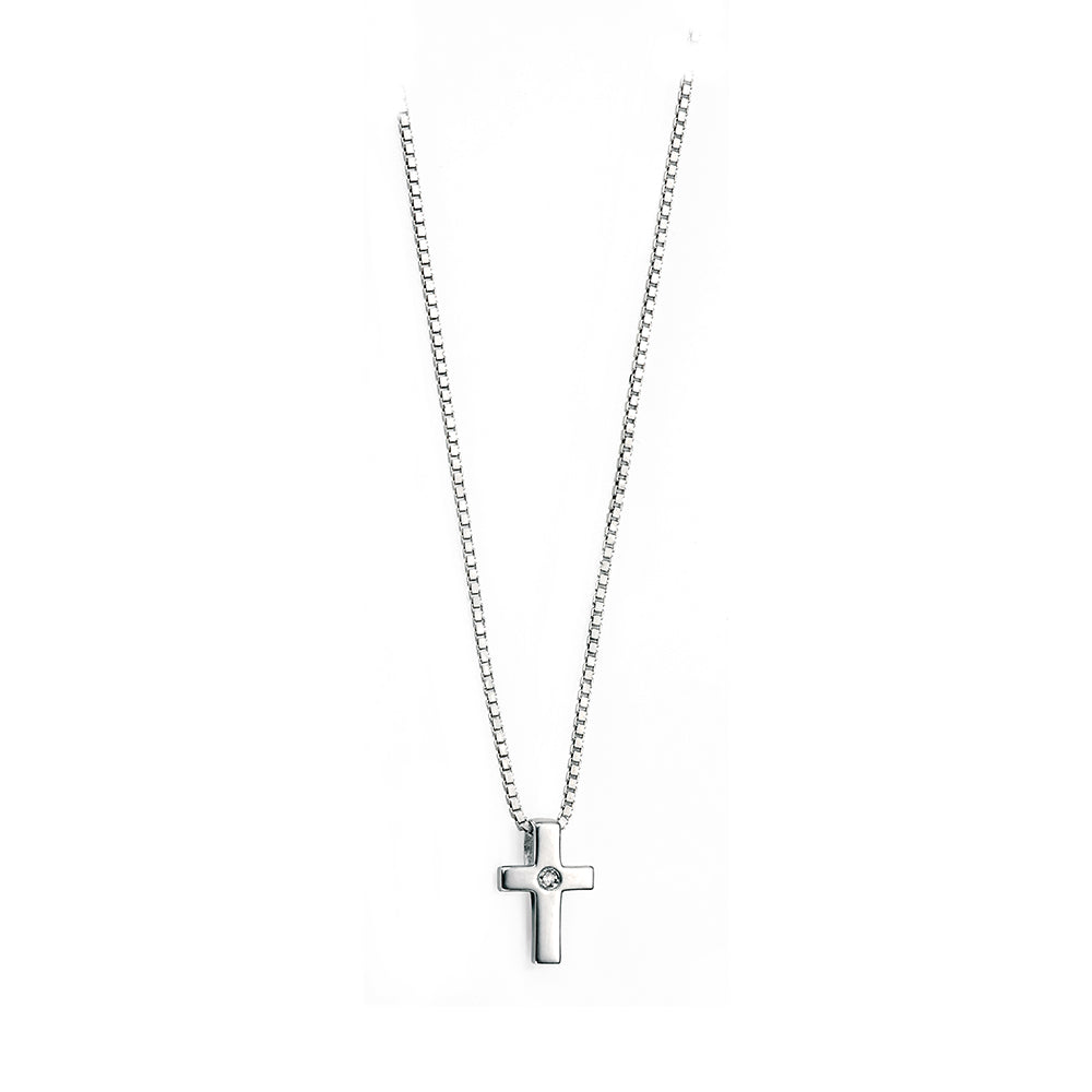 Sterling Silver Diamond Set Cross Pendant