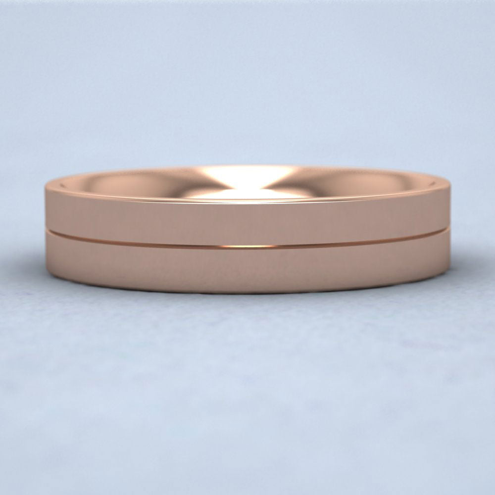 9ct Rose Gold 5mm Wedding Ring With Line G Down View
