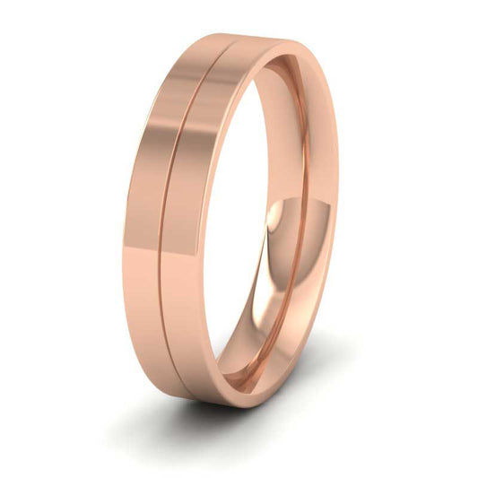 9ct Rose Gold 5mm Wedding Ring With Line G