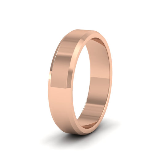 Bevelled Edge 18ct Rose Gold 5mm Wedding Ring