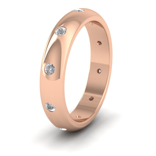 Ten Diamond Set Flush 9ct Rose Gold 4mm Wedding Ring