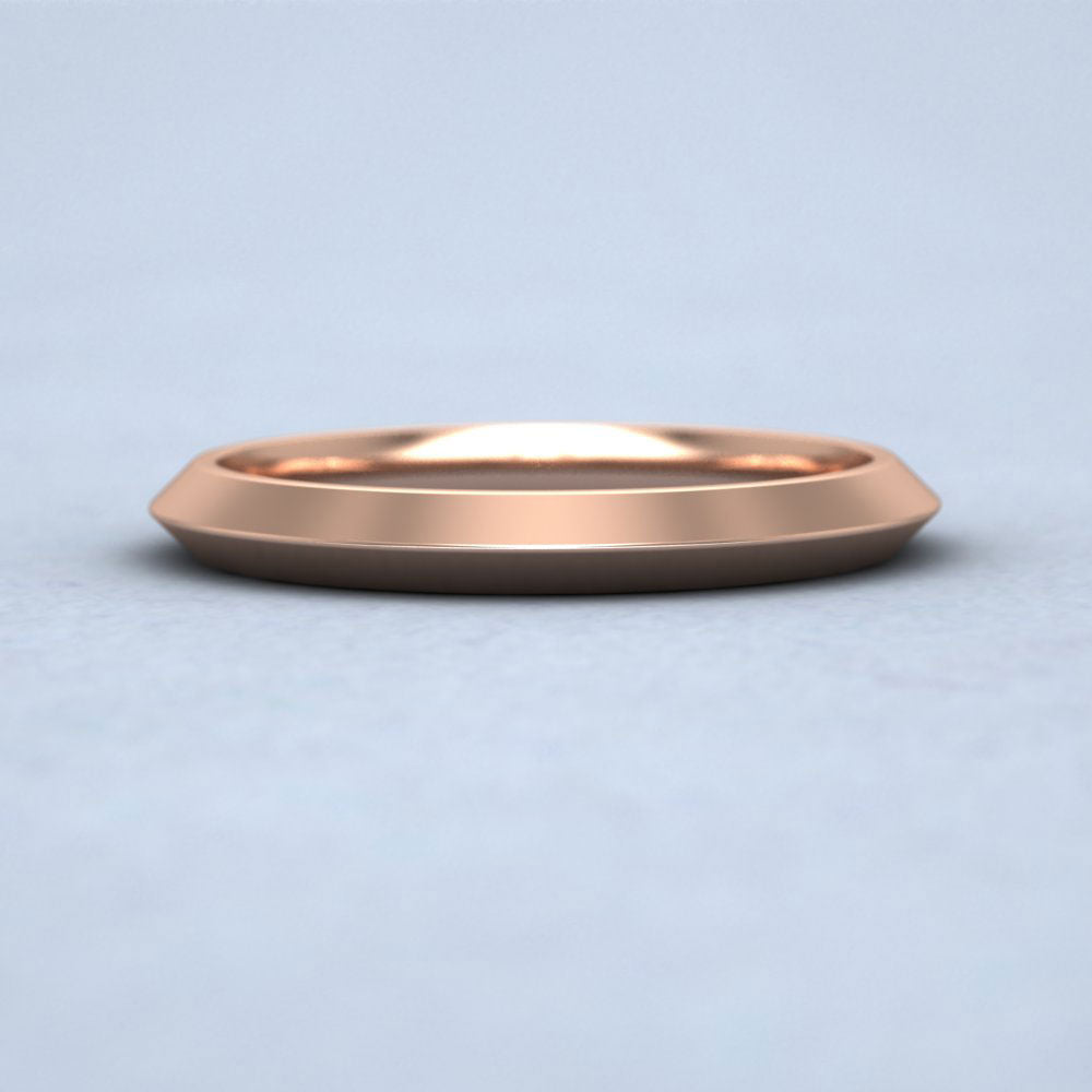 Knife Edge Shape 9ct Rose Gold 2.5mm Wedding Ring Down View