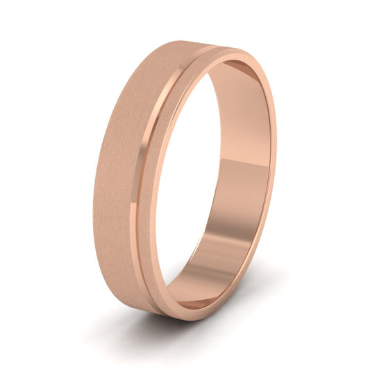Asymmetric Line Pattern 9ct Rose Gold 5mm Flat Wedding Ring