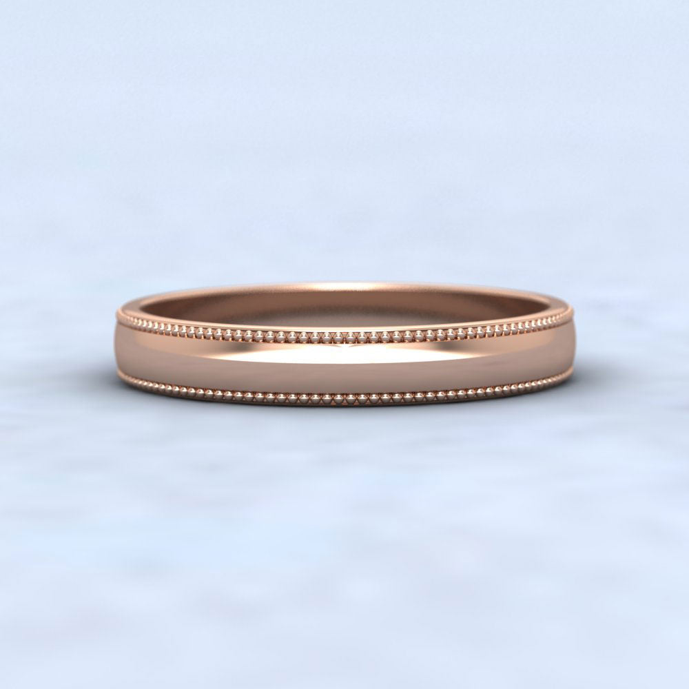 Millgrained Edge 9ct Rose Gold 3mm Wedding Ring Down View