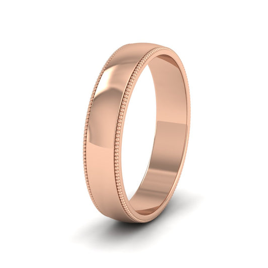 Millgrained Edge 9ct Rose Gold 4mm Wedding Ring G