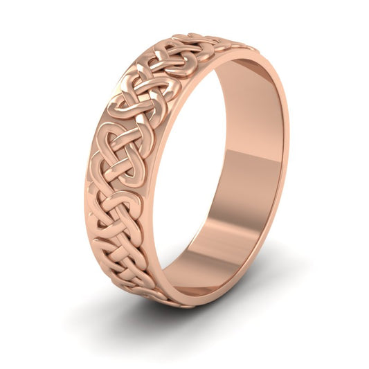 <p>Celtic Patterned Flat Wedding Ring In 18ct Rose Gold .  6mm Wide </p>