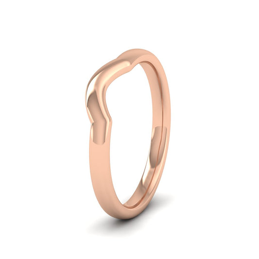<p>9ct Rose Gold Curved To Fit Wedding Ring.  225mm Wide And Court Shaped For Comfortable Fitting.  Suitable For Fitting Next To Single Stone Rings Where The Stone And Setting Protrude Up To 2.5mm Away From The Edge Of The Ring.</p>
