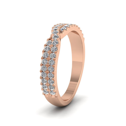 <p>9ct Rose Gold Crossover Diamond Claw Set Ring.  35mm Wide </p>