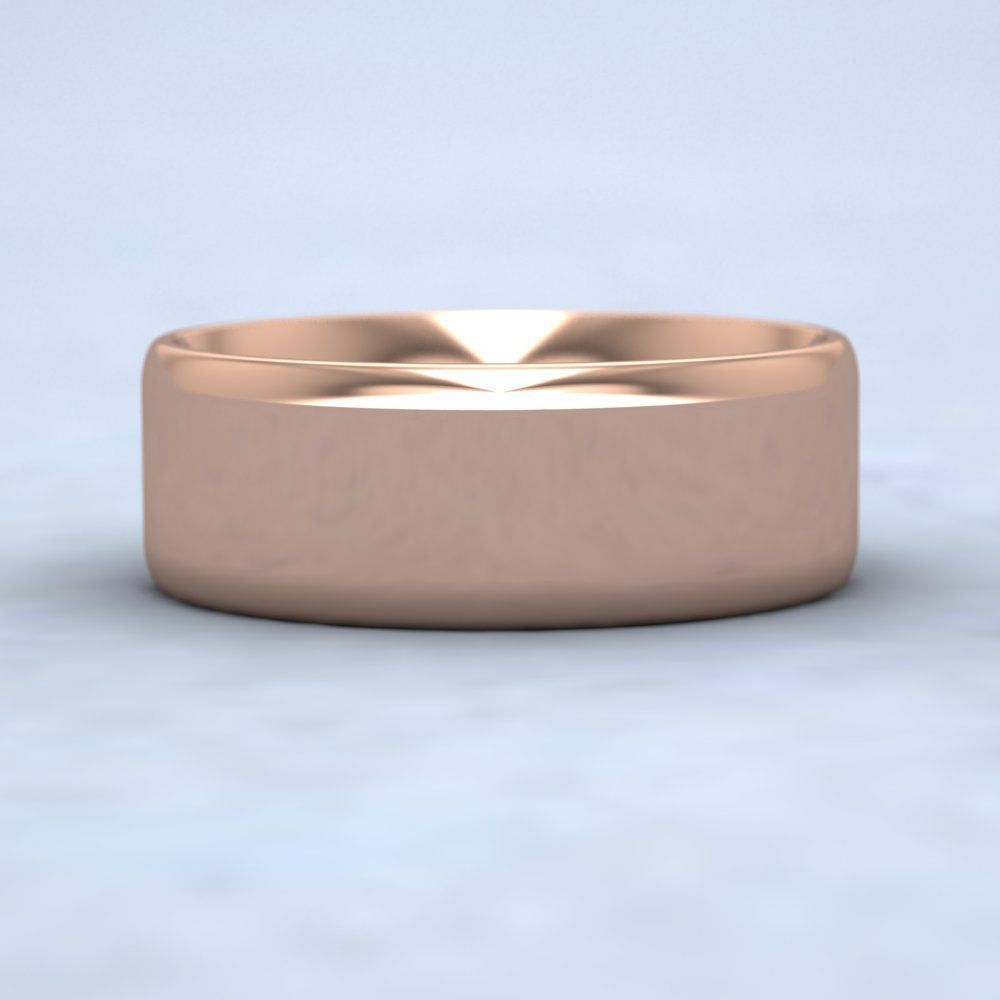 Rounded Edge 18ct Rose Gold 7mm Wedding Ring Down View