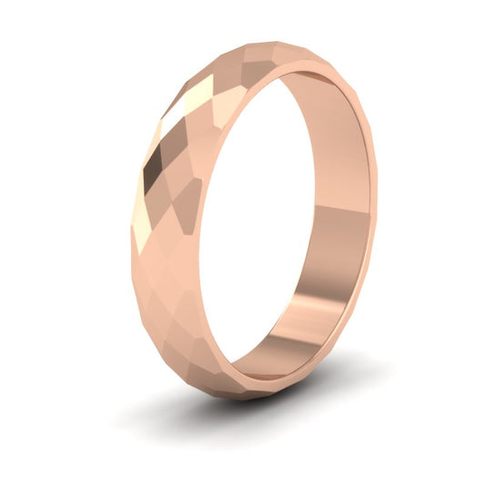 Facetted Harlequin Design 9ct Rose Gold 4mm Wedding Ring