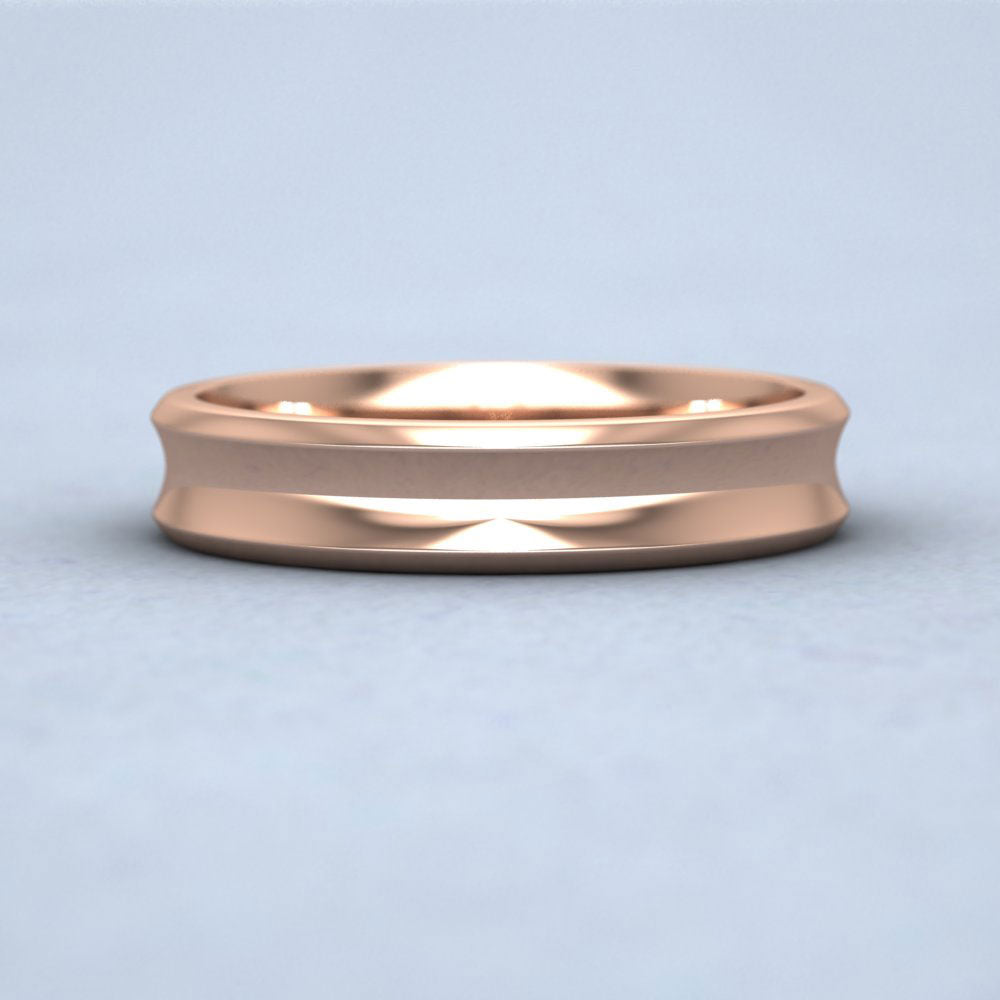 Concave 9ct Rose Gold 4mm Wedding Ring Down View