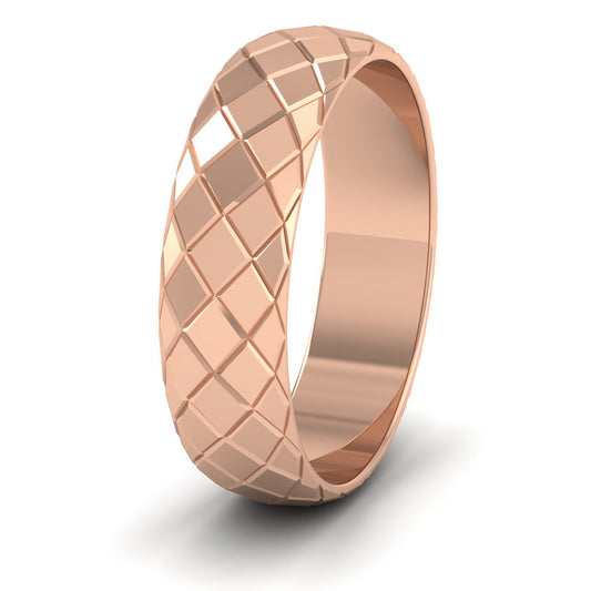 Facet And Line Harlequin Design 9ct Rose Gold 6mm Wedding Ring
