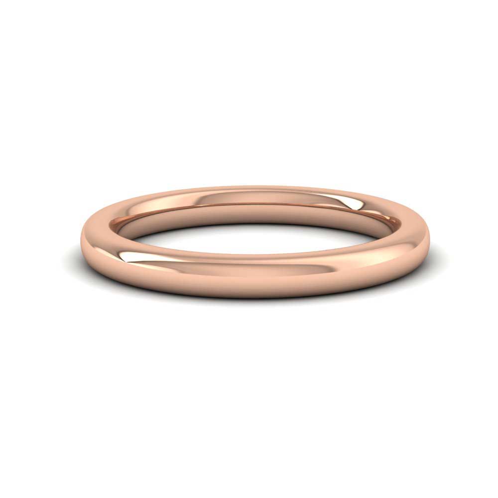 9ct Rose Gold 2.5mm Cushion Court Shape (Comfort Fit) Super Heavy Weight Wedding Ring Down View