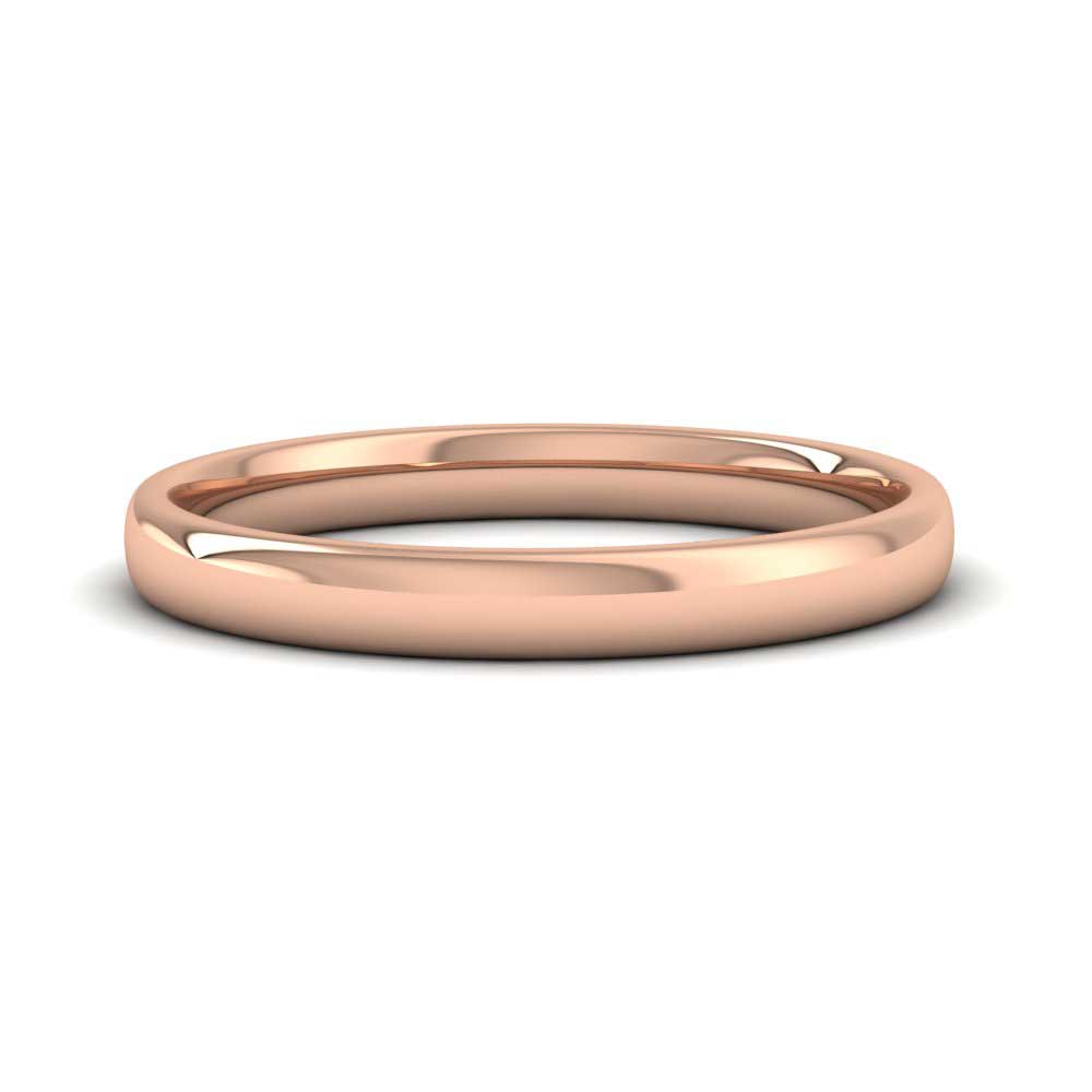 9ct Rose Gold 2.5mm Cushion Court Shape (Comfort Fit) Classic Weight Wedding Ring Down View