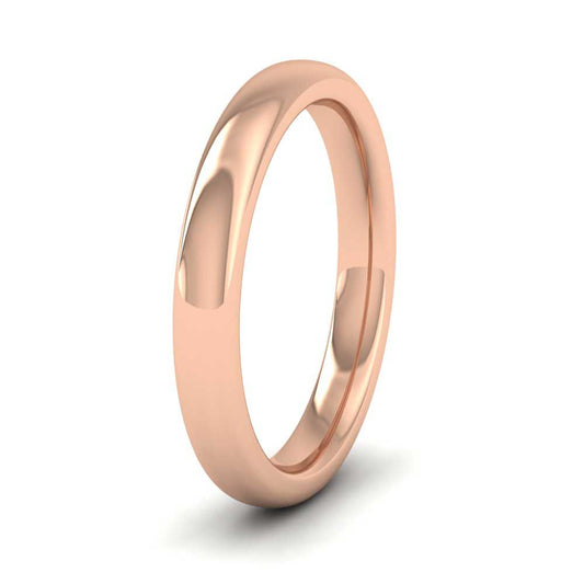 18ct Rose Gold 3mm Cushion Court Shape (Comfort Fit) Super Heavy Weight Wedding Ring