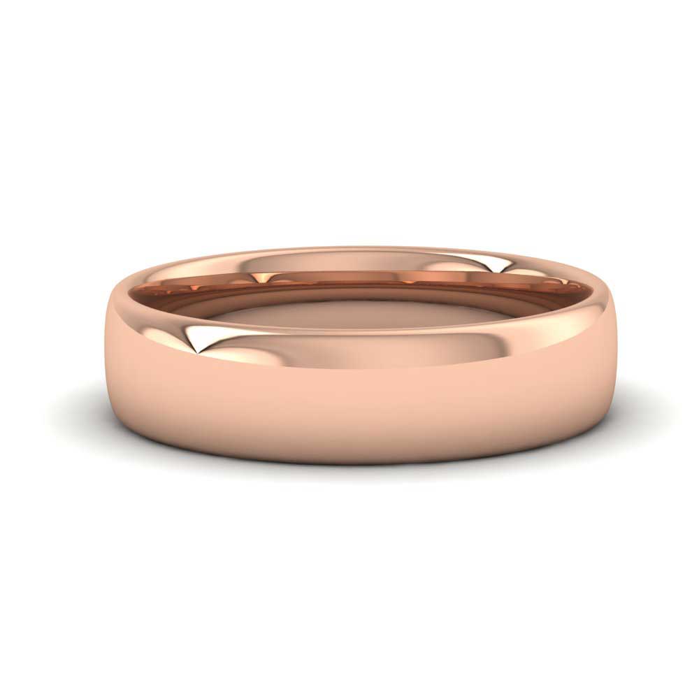 9ct Rose Gold 5mm Cushion Court Shape (Comfort Fit) Classic Weight Wedding Ring Down View
