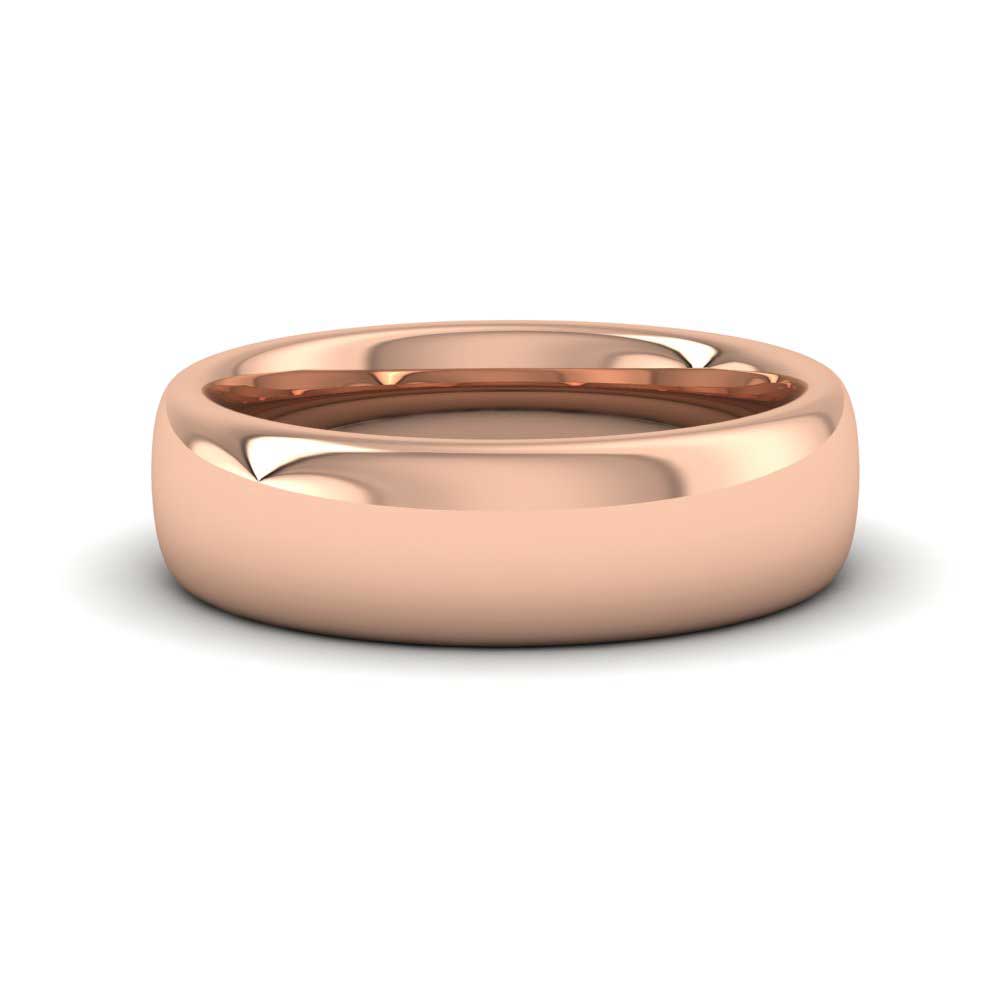 18ct Rose Gold 6mm Cushion Court Shape (Comfort Fit) Super Heavy Weight Wedding Ring Down View