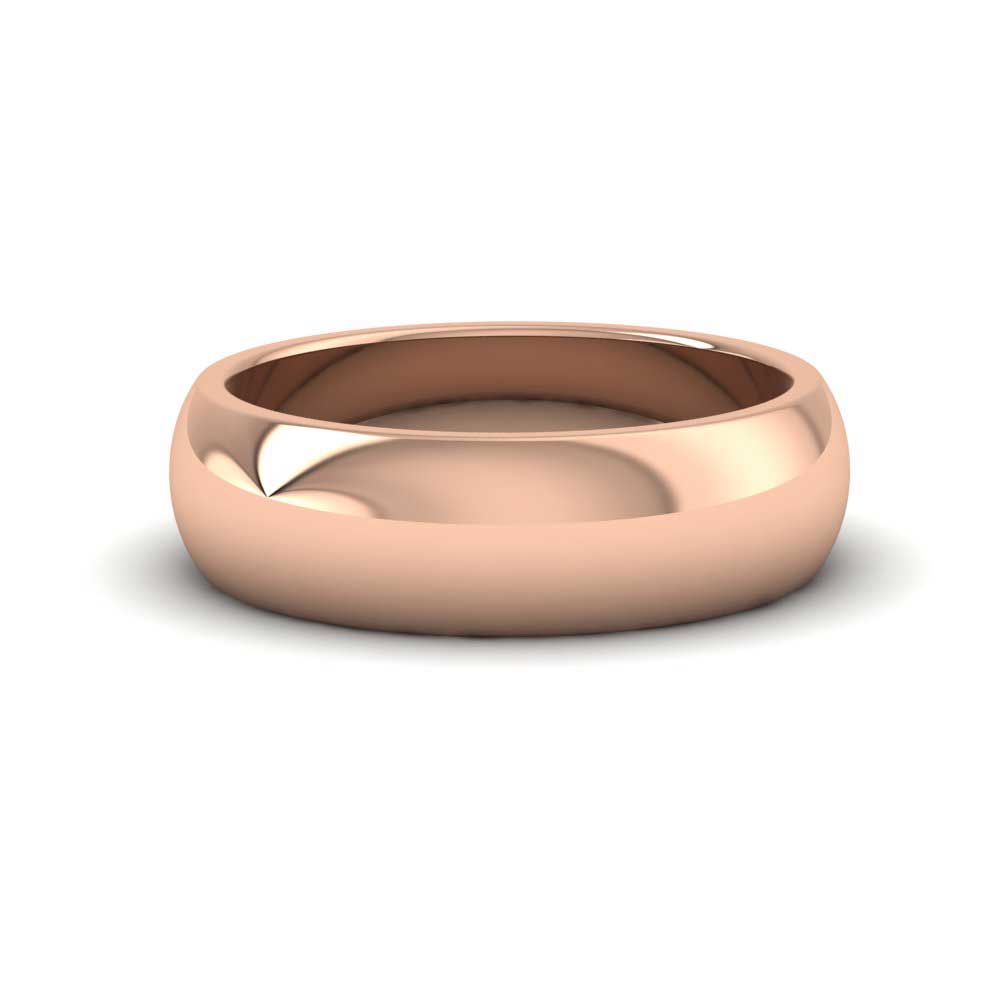 9ct Rose Gold 6mm D shape Super Heavy Weight Wedding Ring Down View