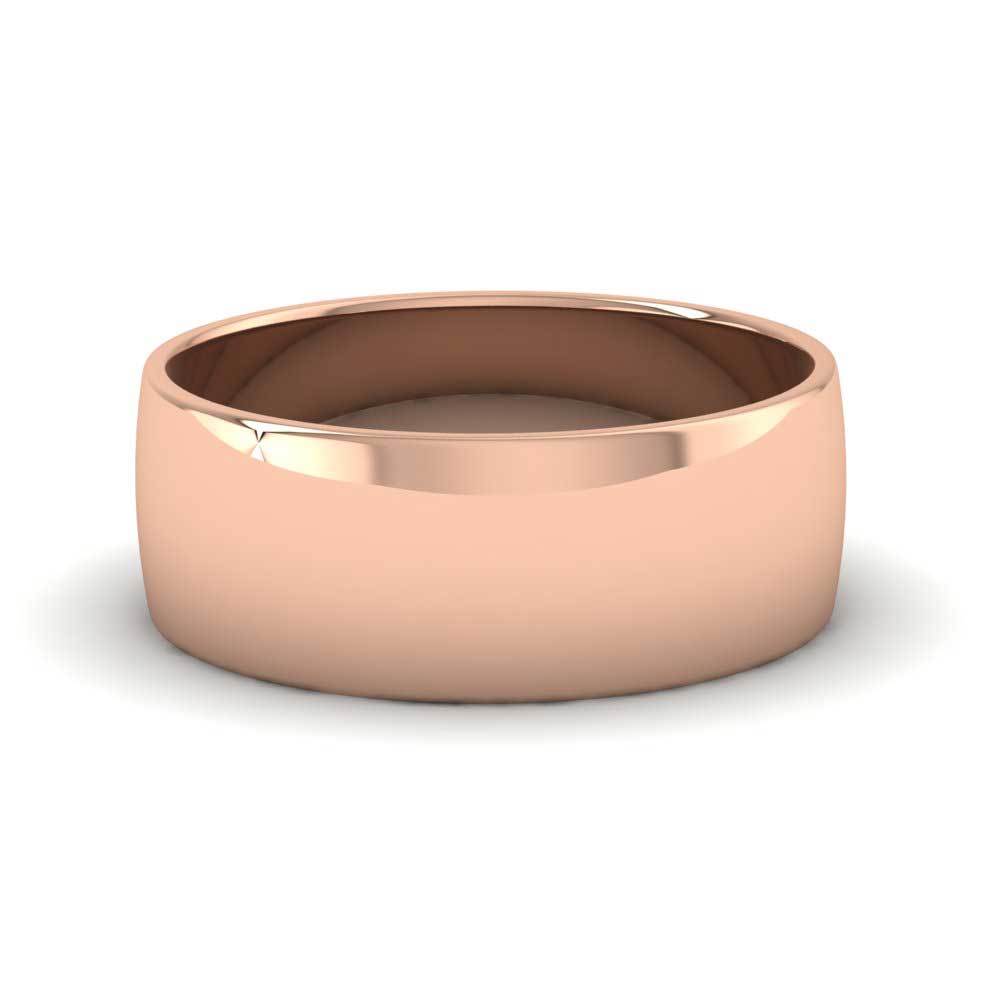 9ct Rose Gold 7mm D shape Classic Weight Wedding Ring Down View