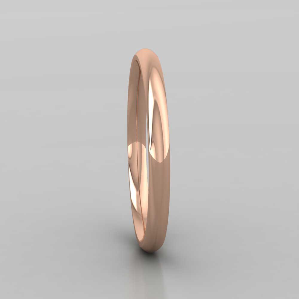 9ct Rose Gold 2mm Court Shape (Comfort Fit) Extra Heavy Weight Wedding Ring Right View