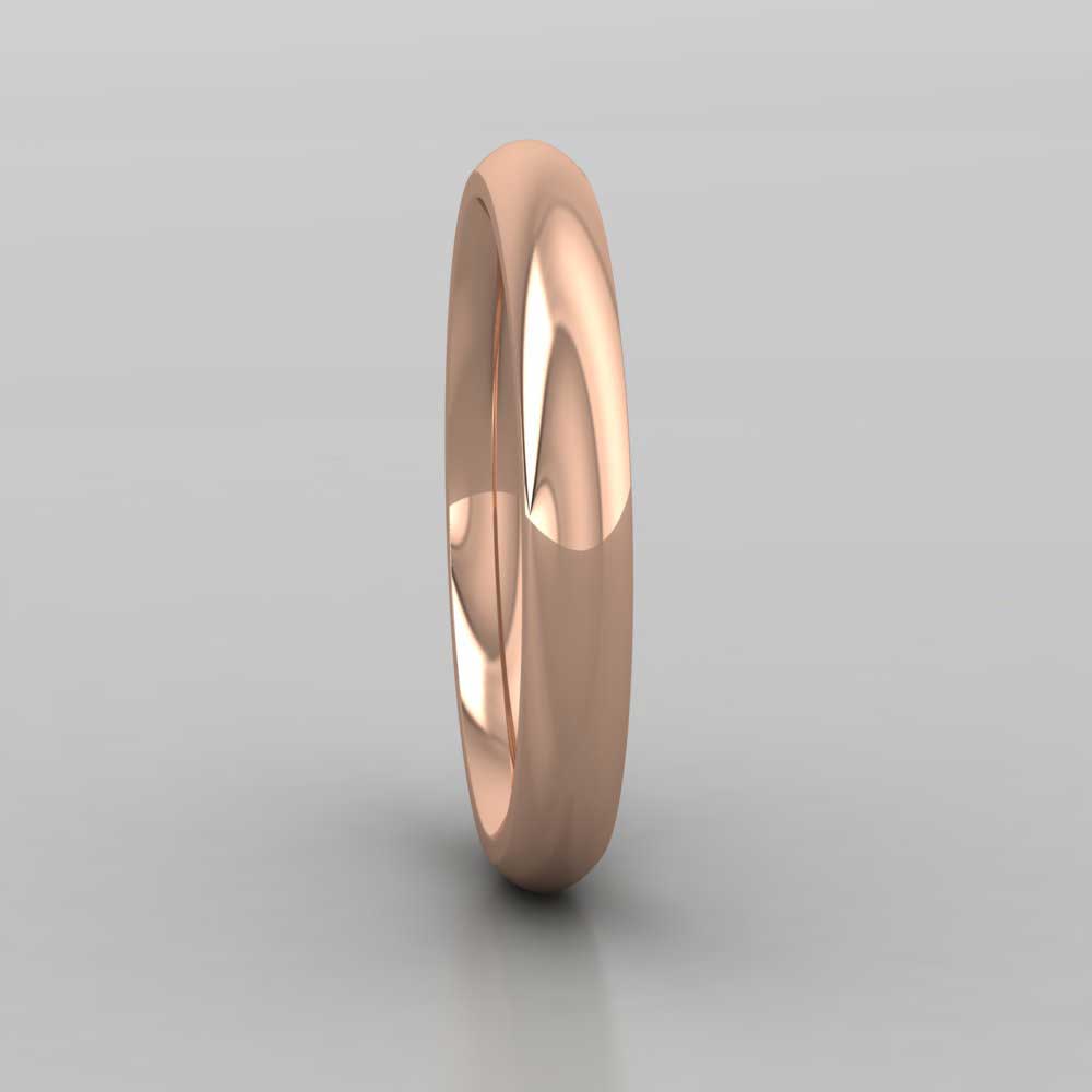 18ct Rose Gold 3mm Court Shape (Comfort Fit) Super Heavy Weight Wedding Ring Right View