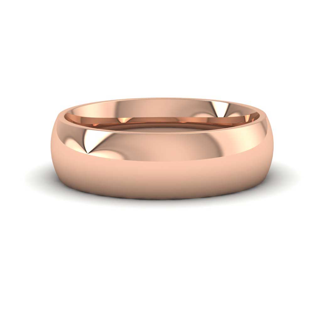 18ct Rose Gold 6mm Court Shape (Comfort Fit) Extra Heavy Weight Wedding Ring Down View