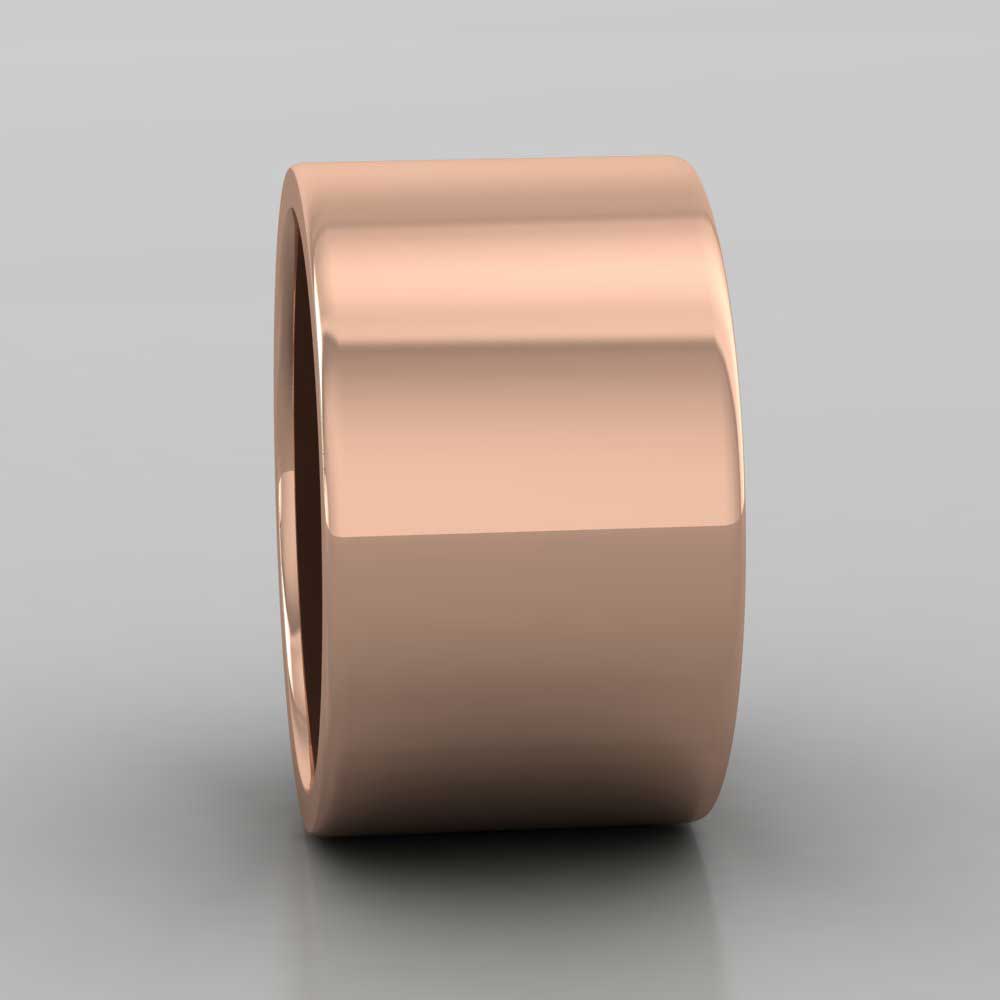 18ct Rose Gold 12mm Flat Shape Super Heavy Weight Wedding Ring Right View