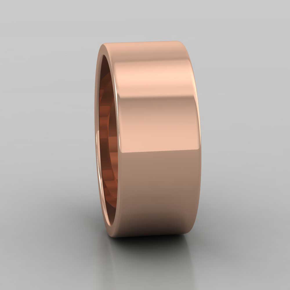 18ct Rose Gold 8mm Flat Shape Extra Heavy Weight Wedding Ring Right View