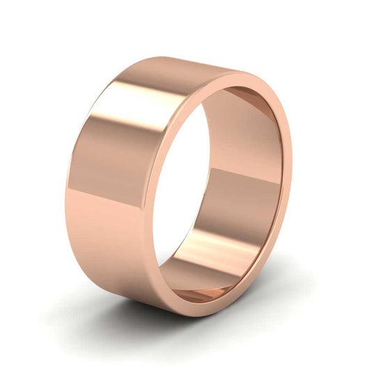 18ct Rose Gold 8mm Flat Shape Extra Heavy Weight Wedding Ring