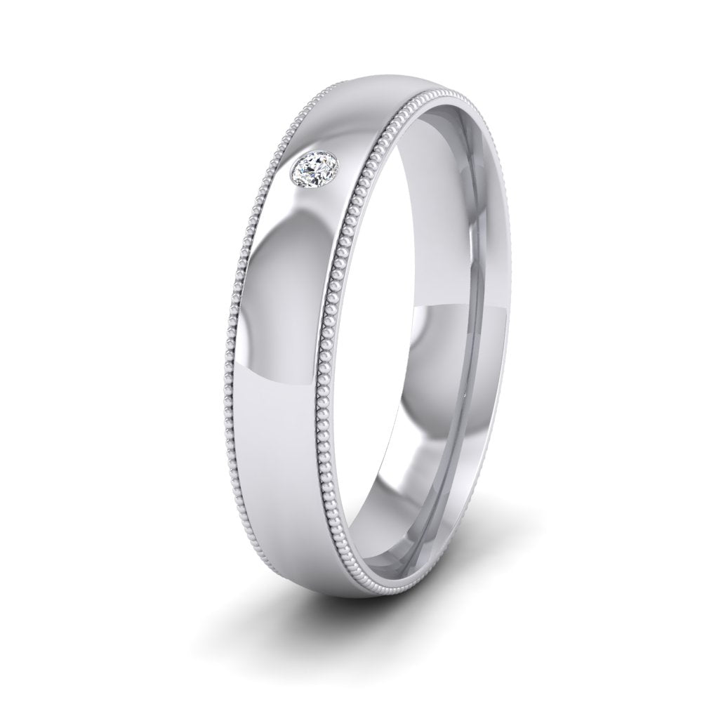 Single Flush Diamond Set And Millgrain Edge 950 Platinum 4mm Wedding Ring