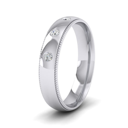 Diamond Set And Millgrain Edge 950 Platinum 4mm Wedding Ring