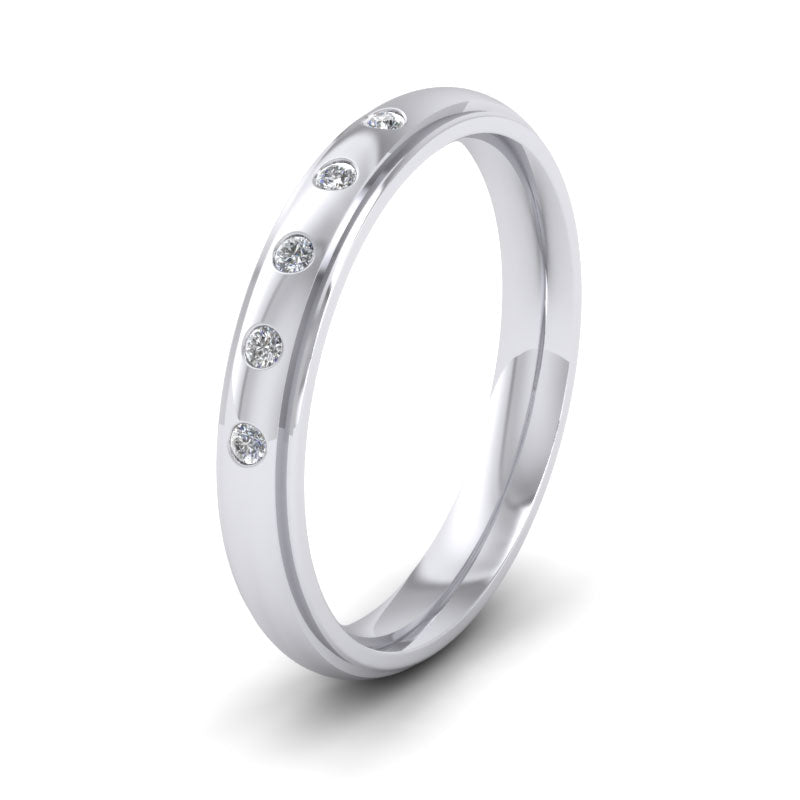 Line Pattern And Five Diamond Set 950 Platinum 3mm Wedding Ring