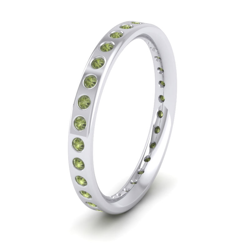 Full Green Sapphire Set 500 Palladium 2.5mm Wedding Ring