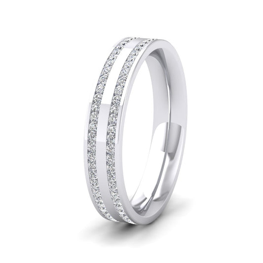 <p>18ct White Gold Two Row Full Channel 0.5ct Diamond Set Ring.  4mm Wide And Court Shaped For Comfortable Fitting</p>