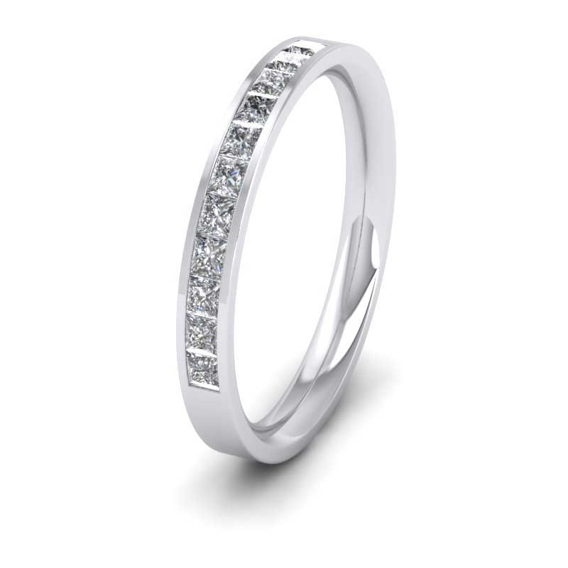 <p>950 Platinum Channel Set Diamond (0.44ct) Flat Wedding Ring.  25mm Wide And Court Shaped For Comfortable Fitting</p>