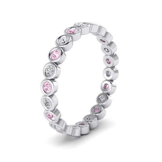 <p>Pink Sapphire And Diamond Ring In 14ct White Gold .  25mm Wide </p>