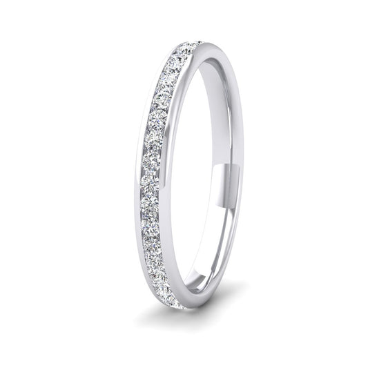 <p>9ct White Gold Full Channel Set 0.48ct Round Brilliant Cut Diamond Wedding Ring.  25mm Wide And Court Shaped For Comfortable Fitting</p>