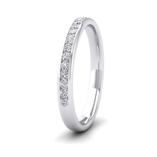 <p>18ct White Gold Half Channel Set 0.24ct Round Brilliant Cut Diamond Wedding Ring.  25mm Wide And Court Shaped For Comfortable Fitting</p>