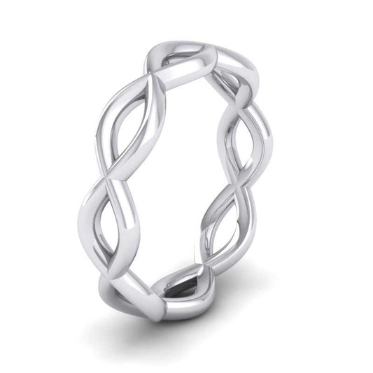 <p>Double Twist Wedding Ring In 9ct White Gold.  4mm Wide </p>