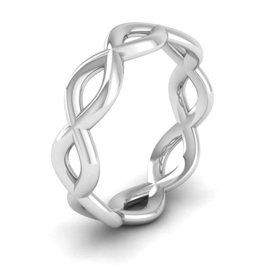<p>Double Twist Wedding Ring In 14ct White Gold.  6mm Wide </p>