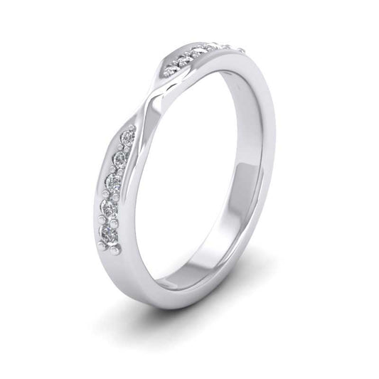 <p>Pinch Design Wedding Ring With Diamonds In 18ct White Gold .  3mm Wide And Court Shaped For Comfortable Fitting</p>