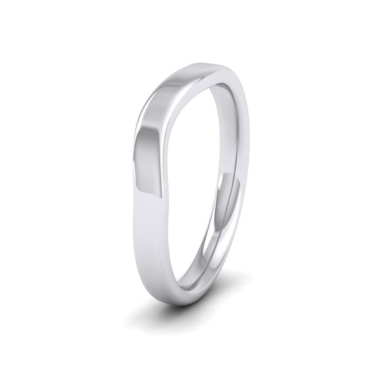 <p>Shaped Cushion Court Shape Wedding Ring In 14ct White Gold.  25mm Wide </p>