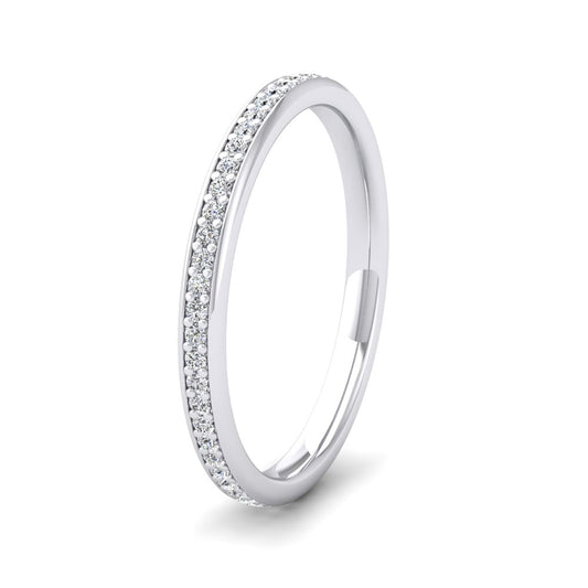 <p>9ct White Gold Full Bead Set 0.26ct Round Brilliant Cut Diamond Ring. 2mm Wide And Court Shaped For Comfortable Fitting</p>
